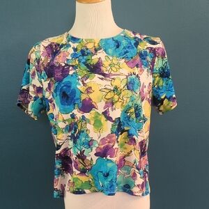 Watercolor Floral Short Sleeve Top